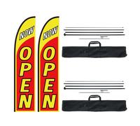 VEVOR Banderas abiertas con kit de mástil, banderas publicitarias para exteriores de empresas, kit de banderas de plumas publicitarias, incluye 2 banderas tipo pancarta, 2 mástiles, 2 estacas para el 