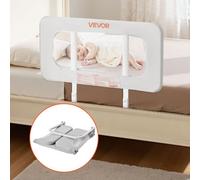 VEVOR Barandilla de Cama Infantil, con Tubo de Hierro Reforzado y Tela Oxford, Altura Ajustable de 45 a 67 cm para Colchones 5 a 30 cm de Grosor, Base en Forma de U, 800 x 670 mm, Gris, 1 ud