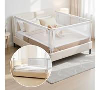 VEVOR Barandilla de Cama Infantil de 3 Lados, Tubo de Hierro Reforzado, Tela Oxford, Altura Ajustable de 68 a 89 cm, para Camas Tamaño King, Grosor de Colchón de 5 a 27 cm, 2000 x 620 mm, Gris