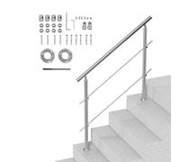VEVOR Barandilla de Escalera 120 cm Pasamanos de Acero Inoxidable 2 Travesaños