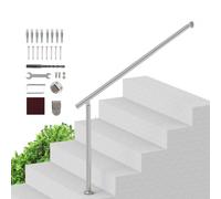 VEVOR Barandilla de Escalera 120 cm Pasamanos de Escalera para Escalones Exteriores de Acero Inoxidable Montaje en Pared y Suelo con Kit de Instalación para Personas Mayores, Porche, Terraza, Plata