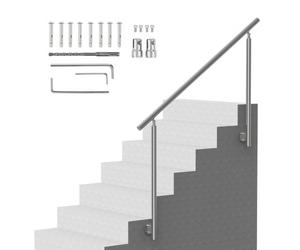 VEVOR Barandilla de Escalera 150 cm Pasamanos Escalera de Transición Exterior de Acero Inoxidable Kit de Instalación Montaje Lateral Barra de Soporte de Doble Columna para Casa, Porche, Terraza
