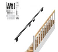 VEVOR Barandilla de Escalera Barandilla de Aleación de Aluminio Barra de Soporte Montaje en Pared Longitud de 366 cm Pasamanos Carga de 199,6 kg con Kit de Instalación para Escaleras Pasillos Hogar