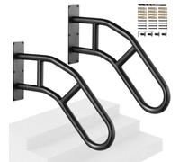 VEVOR Pasamanos de Escalera para Escalones Exteriores 737mm Barandilla de Seguridad Montado en Pared para 1-3 Escalones Acabado Negro Mate para Personas Mayores, Embarazadas, Discapacitadas, 2 Piezas