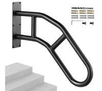 VEVOR Pasamanos de Escalera para Escalones Exteriores 813 mm Barandilla de Seguridad Montado en Pared para 1-3 Escalones Acabado Negro Mate para Personas Mayores, Embarazadas, Discapacitadas