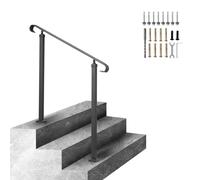 VEVOR Barandilla de Escalera Exterior 100 x 13,5 x 97 cm Barandilla de Hierro Forjado Altura y Ángulo Ajustable Pasamanos Exterior Portal para 1 Escalón Barandilla de Escalera Negro Entrada Jardín