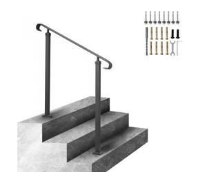 VEVOR Barandilla de Escalera Exterior 100 x 97,4 cm Barandilla de Hierro Forjado Altura y Ángulo Ajustable Pasamanos Exterior Portal para 1-3 Escalones Barandilla de Escalera Entrada Jardín, Negro