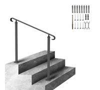 VEVOR Barandilla de Escalera Exterior 120 x 13,5 x 97 cm Barandilla de Hierro Forjado Altura y Ángulo Ajustable Pasamanos Exterior Portal para 2 Escalones Barandilla de Escalera Negro Entrada Jardín