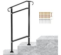 VEVOR Barandilla de Escalera Exterior 50 x 13,5 x 108 cm Barandilla de Hierro Forjado Altura y Ángulo Ajustable Pasamanos Exterior Portal para 1 Escalón Barandilla de Escalera Negro Entrada Jardín