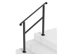 VEVOR Barandilla de Escalera para 2-3 Escalones Pasamanos de Escalera Exterior con Kit de Instalación 1 Barra Transversal Barandilla Interior para Personas Mayores, Porche, Patio, Hogar, Negro