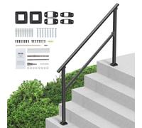 VEVOR Barandilla de Escalera para Pasamanos de Escalera de 4-5 Escalones con Kit de Instalación Tubo Cuadrado de Acero al Carbono para Personas Mayores, Escalones de Concreto, Porche, Patio, Negro