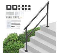 VEVOR Barandilla de Escalera para Pasamanos de Escalera de 4-5 Escalones con Kit de Instalación Tubo Cuadrado de Acero al Carbono para Personas Mayores, Escalones de Concreto, Porche, Patio, Negro