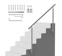 VEVOR Barandilla de Escalera 150 cm Pasamanos Escalera de Transición Exterior de Acero Inoxidable Kit de Instalación Montaje Lateral Barra de Soporte de Doble Columna para Casa, Porche, Terraza