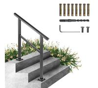 VEVOR Barandilla de Escaleras 91,4 x 89,5 cm Barandilla de Escalera de Alumino Barandilla con Pasamanos Exterior para 2-3 Escalones Barandilla de Escalera Negro Carga 75 kg Porche Entrada Jardín Patio