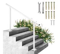 Vevor Barandilla de Escaleras Aluminio Pasamanos de Escalón Ajuste para 0-5 Pasos Blanco, para Escaleras 152,8 x 91 cm Ángulo Ajustable 0grados-60grados para Porches Balcones Jardines Hoteles Garajes