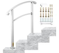 VEVOR Barandilla de Hierro 52,5 cm Pasamanos Escaleras 3 Pasos Baranda Exterior Ángulo Parapeto Blanco para Escalones de Hormigón para Balcones Jardines Edificios Hoteles Garajes