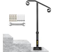 VEVOR Barandilla de Hierro para 1-2 Pasos Pasamanos Metálicos de Hierropara Pasamanos de Metal con Base para Escaleras al Aire Libre Gris