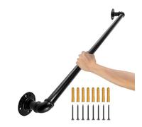 VEVOR - Barandilla para pared (0,6 m, acero al carbono, barandilla de metal, capacidad de carga, 200 kg, tubo de 32 mm, 4 soportes de pared para niños ancianos, interior exterior