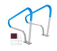 VEVOR Barandilla para Piscina 1220x905 mm Pasamanos para Piscina de Acero Inoxidable con Placa Base 2 Piezas Barra de Seguridad Antioxidante para Piscinas, Interiores, Exteriores, Terrazas, Spas