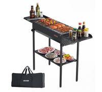 VEVOR Barbacoa de Carbón 120x30,5x75 cm, Barbacoa Portátil con Altura Ajustable y Mesas Laterales Plegables, Parrilla de Acero con Recubrimiento en Polvo de Alta Temperatura para Camping, Exterior