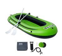 VEVOR Barco inflable, barco de pesca inflable para 2 personas, kayak de PVC resistente, con remos de aluminio de 46 pulgadas, bomba de alta eficiencia, capacidad de carga 500 libras para adultos niños