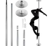 VEVOR Barra de Baile Profesional 2810x230 mm Barra de Baile Estática y Giratoria Kit de Danza en Barra Vertical Extraíble y Portátil Barra de Acero Inoxidable Resistente Altura Ajustable para Bar Club