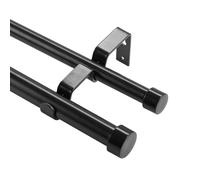 VEVOR Barra de Cortina Doble Barra de Cortina Extensible 92-183 cm con Tapas de Extremo Hierro Robusto Carga 13,6 kg para Colgar Cortinas Opacas y Ventanas Transparentes Sala de Estar Baño Dormitorio