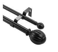VEVOR Barra de Cortina Doble Longitud Extensible 92-183 cm con Tapas de Hierro Redondas y Robustas Carga 13,6kg para Colgar Cortinas Opacas y Ventanas Transparentes Sala de Estar Baño Dormitorio Negro