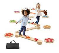 VEVOR Barra de Equilibrio de Madera 6 PCS de Tablas de Equilibrio con Diseño de Superficie de Obstáculos Juguetes de Montessori para Carreras de Obstáculos para Niños en Interiores y Exteriores