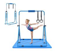 VEVOR Barra de Gimnasia Plegable Capacidad de 63,5 kg con Colchoneta, Barra Horizontal con Altura Ajustable de 5 Niveles 914 a 1321 mm, Equipo de Entrenamiento en Casa, Estructura Estable, Azul