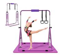VEVOR Barra de Gimnasia Plegable Capacidad de 63,5 kg con Colchoneta, Barra Horizontal con Altura Ajustable de 5 Niveles 914 a 1321 mm, Equipo de Entrenamiento en Casa, Estructura Estable, Morado