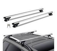 VEVOR Barras Transversales para Portaequipajes de Techo Universales de Aluminio de 123 × 7,2 × 11 cm, Aptas para Rieles Laterales Elevados con Espacio, Carga 90 kg, con Cerraduras, para SUV, Sedanes