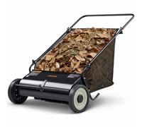 VEVOR Barredora de Césped 198 L Cortacésped Manual con Bolsa recolectora Ancho de Barrido 66 cm Cepillo Giratorio Altura Ajustable Ruedas 25,4 cm para Césped Hojas de Jardín Escombros Secos