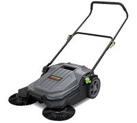 VEVOR Barredora de suelo de empuje, barredora mecánica, ancho de barrido 65 cm, escoba manual no eléctrica, contenedor de residuos de 18,9 L, mango plegable ajustable en ángulo y altura