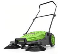 VEVOR Barredora Manual, Ancho de Barrido de 650 mm, Barredora de Empuje sin Cable, con Contenedor de Residuo de 18,9 L, Mango Ergónomico y Ajustable, Limpieza para Jardín Patio Aceras, Color Verde
