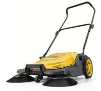 VEVOR Barredora Manual, Ancho de Trabajo 650 mm, Barredora de Empuje para Suelo, Contenedor de 18,9 L, Mango Ergonómico y Ajustable, Limpieza de Residuos para Jardín Patio Pasarela, Color Amarillo