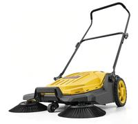 VEVOR Barredora Manual, Ancho de Trabajo 650 mm, Barredora de Empuje para Suelo, Contenedor de 18,9 L, Mango Ergonómico y Ajustable, Limpieza de Residuos para Jardín Patio Pasarela, Color Amarillo