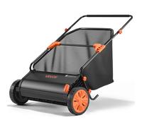 VEVOR Barredora Peinadora Césped Manual, Ancho de Trabajo de 66 cm, Cepillo para Césped, Saco de Recogida de 198 L, 10 Alturas Ajustables, para Limpiar Hojas Piñas Agujas de Pino en Jardín Acera Patio