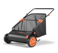 VEVOR Barredora Peinadora Césped Manual, Ancho de Trabajo de 76,2 cm, Cepillo para Césped, Bolsa de Recogida de 340 L, Cepillos Giratorios, 10 Alturas Ajustables, Limpiador para Jardín Patio Parque