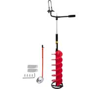 VEVOR Barrena para hielo barrena para hielo de nailon diámetro de 8" broca para barrena para hielo longitud de 41" taladro con varilla de extensión ajustable de 14" mango de goma, adaptador de taladro