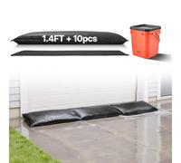 VEVOR Barrera Antiinundación Activada por Agua, 10 Bolsas de 430 x 830 x 3 mm con Cubo, Lámina de Gel Absorbente de Agua, Dispositivo de Protección para Puertas, Sótanos y Garajes ante Tormentas