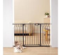 VEVOR Barrera de Seguridad Extensible Ancho de 75-135cm Altura de 76cm Cierre Automático Puerta de Escalera sin Taladrar Ancho de Apertura de 533mm 180° Valla para Niños y Perros para Interior, Negro