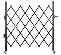 VEVOR Barrera de seguridad extensible plegable individual 1,7 x 1,26 m valla de escalera de acero enrollable 360° puerta de tijera o puerta con candado, para el sótano del hogar, garaje, negro
