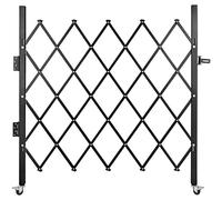 VEVOR Barrera de Seguridad Extensible Plegable Individual 170 x 131 cm Valla de Escalera de Acero Enrollable 360° Puerta de Tijera o Puerta con candado, para el sótano del hogar, Garaje, Negro