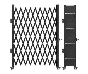 VEVOR Barrera de seguridad extensible plegable individual 2,4 x 2,16 m valla de escalera de acero enrollable 360° puerta de tijera o puerta con candado para garaje del sótano de casa, negro