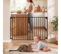 VEVOR Barrera de Seguridad para Niños, Alto de 760 mm, Ancho Ajustable de 778-1210 mm, Valla de Seguridad para Mascotas, Bloqueo Doble, Cierre Automático, para Escaleras Puertas Hogar, Color Negro