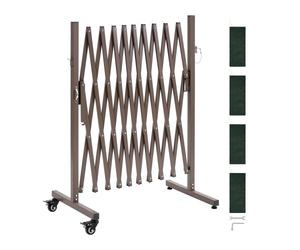 VEVOR Barricada Extensible de 3,07 m, Barrera de Seguridad Plegable, Valla Metálica Portátil con Rueda y Freno, Aleación de Aluminio, para Jardín Patio Construcción Control de Espacios, Color Marrón