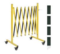 VEVOR Barricada Extensible de 3,82 m, Barrera de Seguridad Plegable con Ruedas y Frenos, Valla Metálica Portátil, Aluminio, para Uso Industrial Construcción Control de Espacios, Color Negro Amarillo
