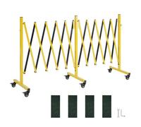 VEVOR Barricada Extensible de 5,46 m, Valla de Seguridad Plegable, Barrera Metálica Portátil con Rueda y Freno, Aleación de Aluminio, para Patio Construcción Control de Espacios, Color Negro Amarillo