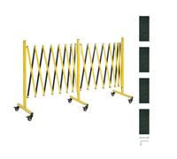 VEVOR Barricada Extensible de 7,66 m, Barrera de Seguridad Plegable con Ruedas y Frenos, Valla Metálica Portátil, Aleación de Aluminio, para Obra Construcción Control de Espacios, Color Negro Amarillo